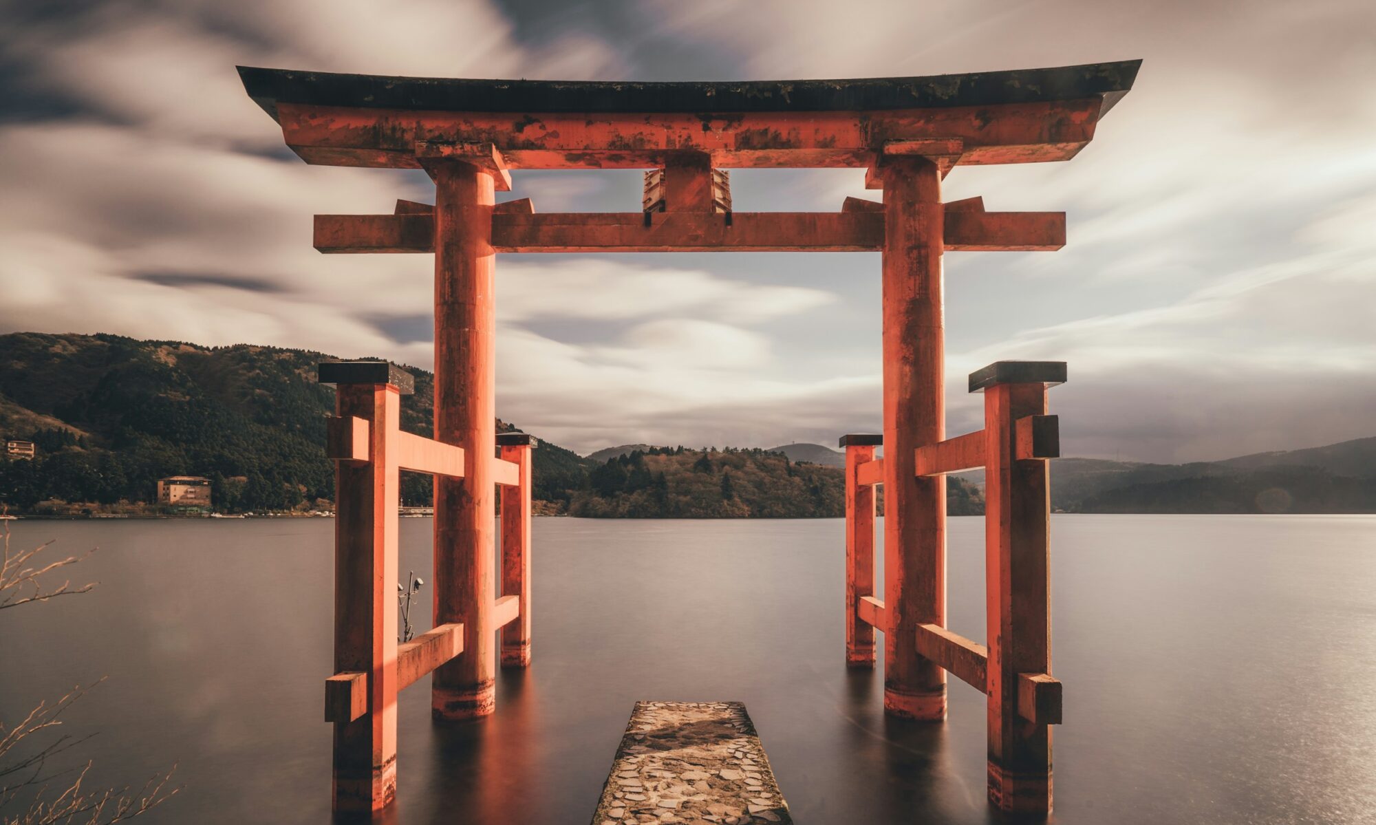 Japanese torii in the water.